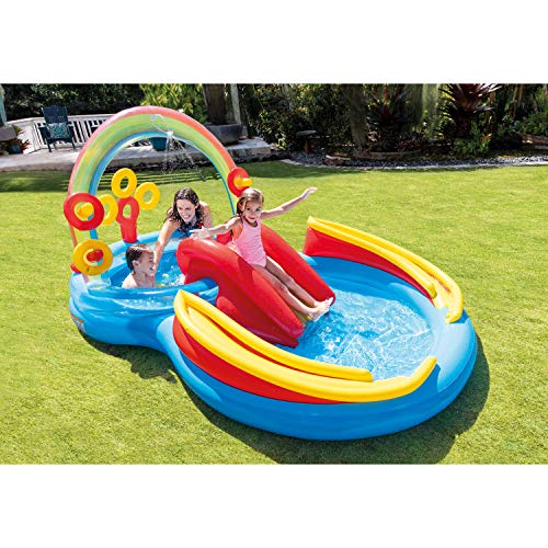 Intex 57453NP - Centro juegos hinchable arcoiris 297 x 193 x 135 cm, 206 y 175 litros