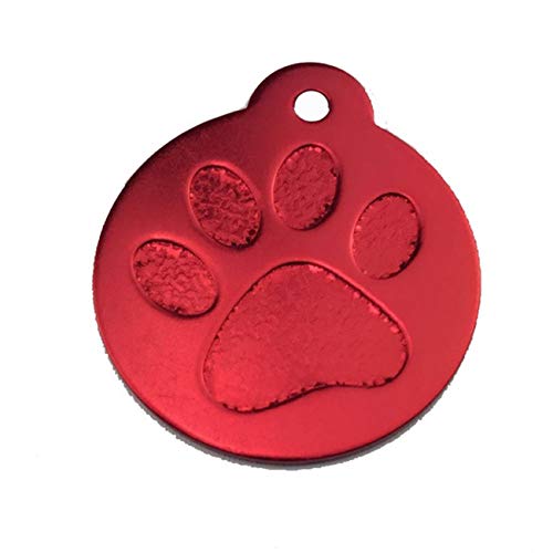 JIUY Tag aleación de Aluminio de la Huella del Animal doméstico del arnés del Perro Precioso Tarjeta del Marco de la Tarjeta de Identidad Anti-Perdida Lindo Mascotas AccessoriesRed (Rojo)