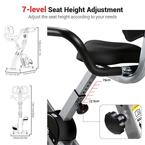 KUOKEL Bicicleta Estática Plegable Bicicleta Spinning Exercise Bike Resistencia Variable Ruido Bajo Monitor LCD Soporte para Teléfono Bicicleta de Ejercicio