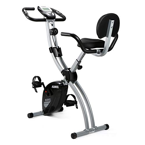 KUOKEL Bicicleta Estática Plegable Bicicleta Spinning Exercise Bike Resistencia Variable Ruido Bajo Monitor LCD Soporte para Teléfono Bicicleta de Ejercicio