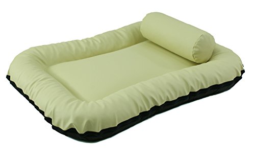 Leo4dog. Cuero artificial. Cama para perros, cojín para perros. (L 100x80, Beige)