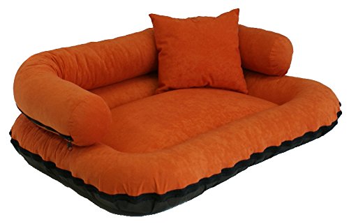 Leo4dog. Sofá alova. Cesta para chien. diferente tamaños, colores. Cama para perro. Cojín para perro. Perro cesta. (XXL-130X100, Naranja)