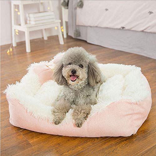 linfenshihoumajing Cama de Mascotas Básica Camas Camas para Perros Rosa Cuadrado Grueso Lindo Princesa portátil Cesta para Perro