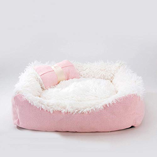 linfenshihoumajing Cama de Mascotas Básica Camas Camas para Perros Rosa Cuadrado Grueso Lindo Princesa portátil Cesta para Perro