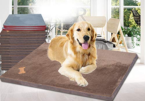 LIRUI Cama Ortopédica para Perro - Comodidad óptima Su Mascota,Colchón Viscoelástico con Funda Extraíble Y Revestimiento Antideslizante (130 * 100cm),Brown-L(100 * 85cm)