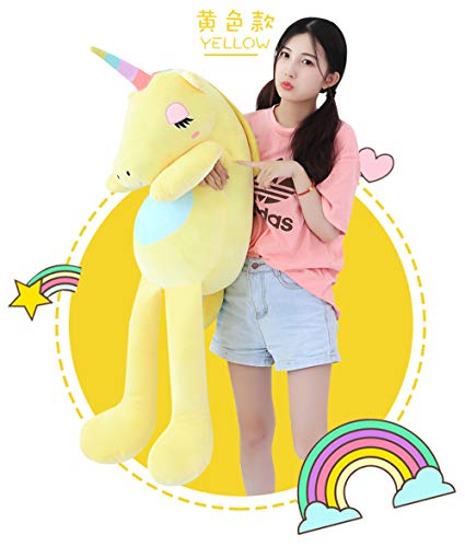 LOPMJUHNGUN Juguete De Peluche De Dibujos Animados Lindo Suave Arco Iris Unicornio Almohada para Dormir Regalo De Cumpleaños Niña 110Cm A