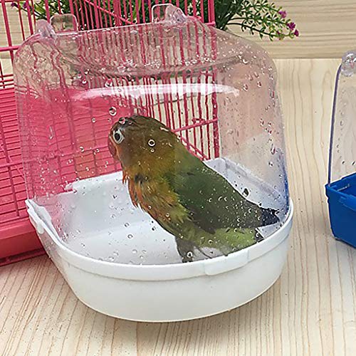 LOVIVER Baño para Pájaros Suspendido, Cube Bird Bathtub Bath Box Bowl Jaula Accesorio para Bird Parrot 13 X 13 X 13 Cm - Blanco