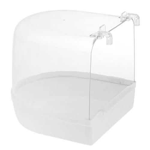 LOVIVER Baño para Pájaros Suspendido, Cube Bird Bathtub Bath Box Bowl Jaula Accesorio para Bird Parrot 13 X 13 X 13 Cm - Blanco