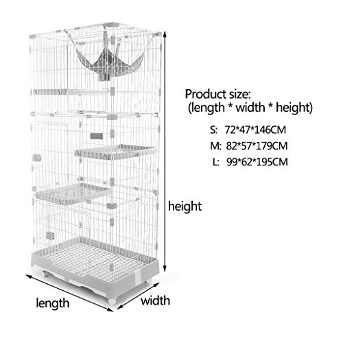 LTLJX 4 Niveles Deluxe Gato Jaulas Metálica Malla Transportín Valla Apartamentos con Cuatro Ruedas,Marrón,99×62×195