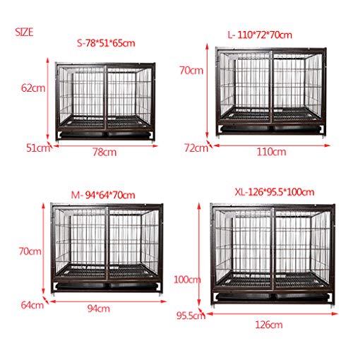 LTLJX Jaulas para Perros, Exterior Metálica Grande Perrera Cuatro Ruedas Transportín Pen Alambre Fuerte Puerta,110 * 72 * 80cm