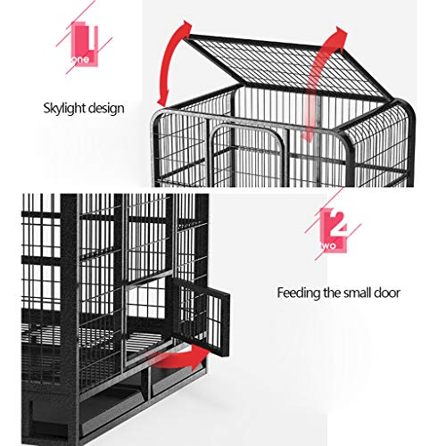 LTLJX Jaulas para Perros, Exterior Metálica Grande Perrera Cuatro Ruedas Transportín Pen Alambre Fuerte Puerta,110 * 72 * 80cm