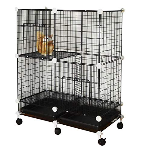 LTLJX Jaulas para Perros, Interior DIY Gatos Condo Jaulas Metálica Cajones Transportín Animales Pequeños Valla con Puerta Ruedas,140×110×47cm