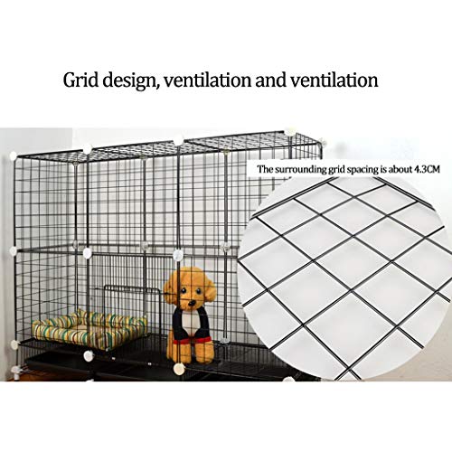 LTLJX Jaulas para Perros, Interior DIY Gatos Condo Jaulas Metálica Cajones Transportín Animales Pequeños Valla con Puerta Ruedas,140×110×47cm