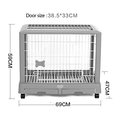 LTLJX Jaulas para Perros Parques Perrera Transportín Cuatro Ruedas Metálica Alambre Puerta con Bandeja,Lightbrown
