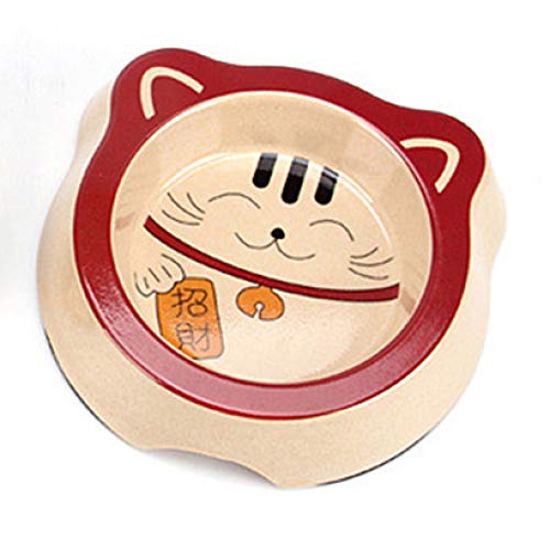 LuckyGGG Recipiente para Agua para Gatos Recipiente Pequeño para Gatos Medianos Recipiente para Comida Individual Recipiente De Cría De Fibra De Bambú Perro Maneki Neko-Individual Gratis