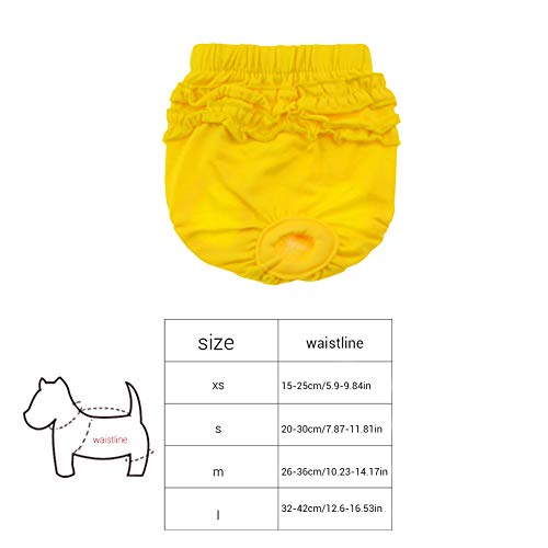 Mallalah pañales Perro Braga higiénico Lavable de algodón Práctica Lavar fácilmente Mignonne brève salope elástica Talla XS-L, Amarillo, S