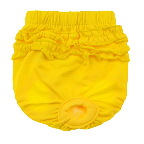 Mallalah pañales Perro Braga higiénico Lavable de algodón Práctica Lavar fácilmente Mignonne brève salope elástica Talla XS-L, Amarillo, S