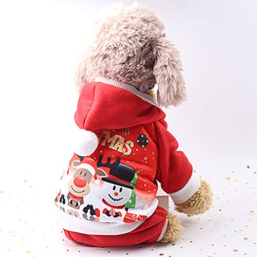 Mallalah Perro de la Navidad Viste la Capa del Perro del Traje de Papá Noel, Ropa para Mascotas Sudadera con Capucha de Perro (XL)