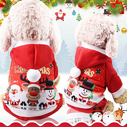 Mallalah Perro de la Navidad Viste la Capa del Perro del Traje de Papá Noel, Ropa para Mascotas Sudadera con Capucha de Perro (XL)