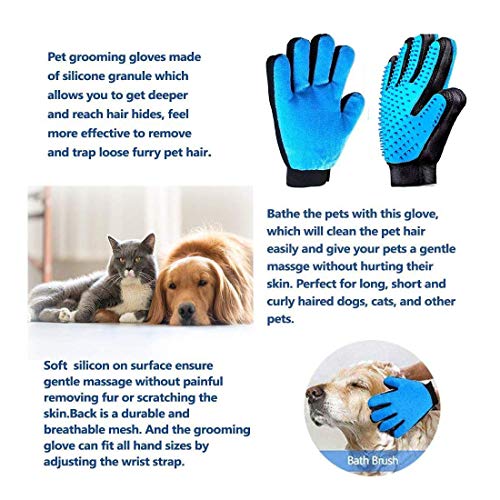 MENGZF Guante de Mascotas,Cepillo para Guantes,Masaje Grooming, Baño de Cepillo y Pein,Baño de Cepillo y Suave Peine para Mascotas con Pelo Largo y Corto,Perros, Gatos