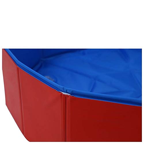 MISDD Plegable for Mascotas Perro Natación House Bed Piscina de Verano Azul + Rojo (Color : As Shown, Size : M)