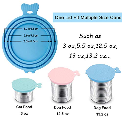 MMWW Silicona Perro Gato Tazón Tapa Estiramiento Universal Mascota Lata Tapas Tazón Tapa Alimentos Frescas Microondas Cubiertas Suministros para Mascotas Forma de Pescado-Azul_tamaño Libre