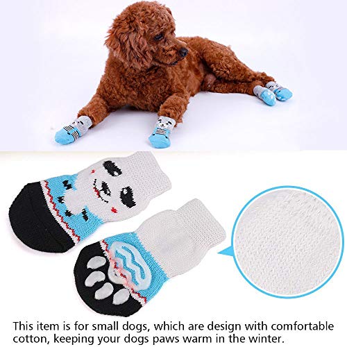 N/ A 4 Pares Calcetines Antideslizantes para Perros Gatos, Protectores de Patas，protección para Las Patas para Perros Gatos, Control de tracción para el Uso en Interiores (L)