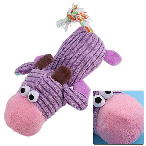 Naroote Pet Squeak Toys, Cute Cartoon Animal Interactive Squeak Dog Chew Toys Productos de Peluche para Mascotas(Vaca Morada)