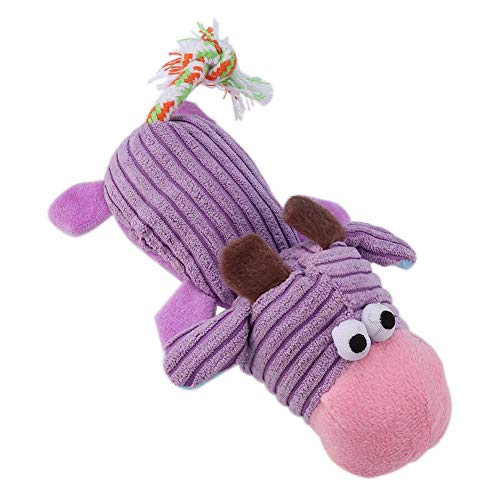 Naroote Pet Squeak Toys, Cute Cartoon Animal Interactive Squeak Dog Chew Toys Productos de Peluche para Mascotas(Vaca Morada)