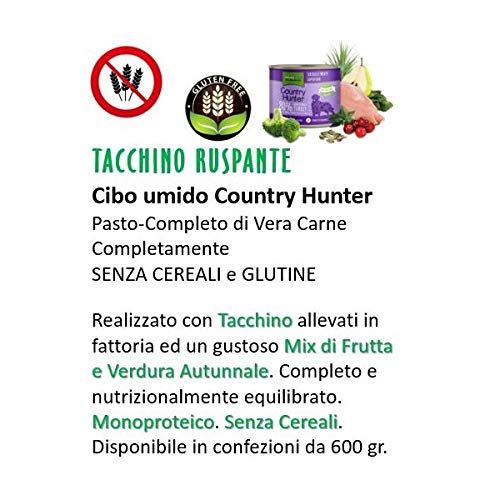 NATURES MENU Country Hunter Farm Reared Turkey - CIBO UMIDO per Cane Gusto TACCHINO ALLEVATO IN FATTORIA da 600 gr