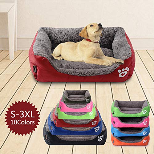 ndmzk Soft Fleece Warm Cat Bed House S-3Xl 9Colors Paw Pet Sofa Camas para Perros Bottomlarge Dogs Pet House Waterproof Bottom-8_L_68Cmx55Cmx16Cm_China