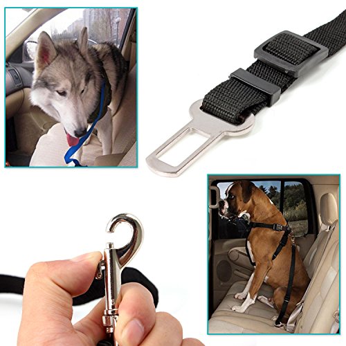 Neuftech - Cinturón de Seguridad de Coche Ajustable para Mascotas, Color Negro