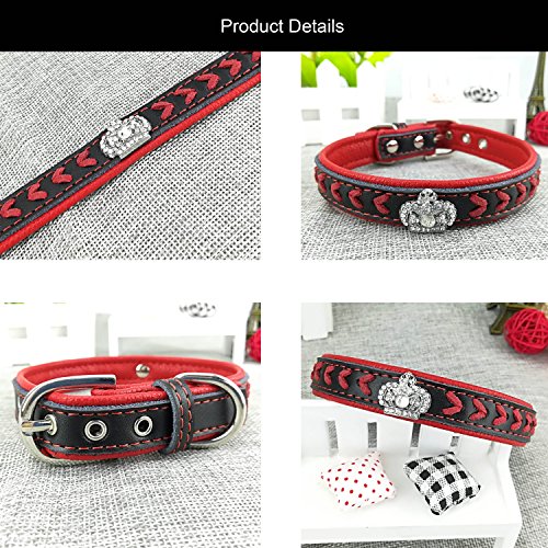 Newtensina Moda Perro Collar y correa conjunto Correas de nylon tejidas Collar de Bling Collar de cuero Diamante cachorro con correa para perros