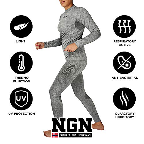 NGN ropa interior de esquí de Noruega|ropa interior térmica larga|ropa interior funcional transpirable negro|ropa de esquí hermosa|Baselayer Set para mujer|pantalones deportivos y camisa para mujer