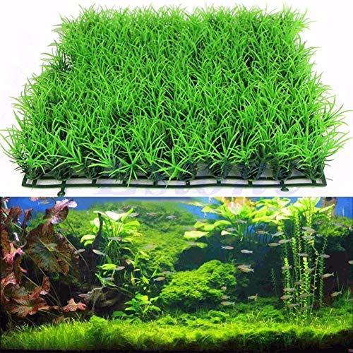 No Logo Decoración de la Hierba Paisaje Agua Planta Planta 4PCS Hierba Verde césped Artificial acuática Adornos Peces de Acuario Tanque Verde para Uso en Interiores y Exteriores