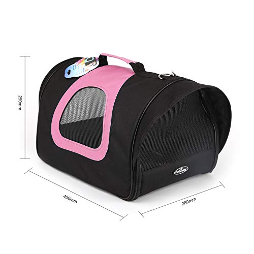 Nobleza -Transportin Gato Perro, Bolsa de Transporte Transpirable para Mascotas, 40 * 23 * 24cm transportador de Mascotas para Perros/Gatos/Avión Mediano (Rosa)