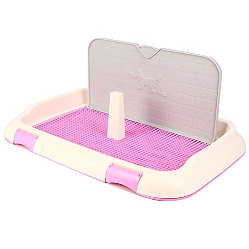 Nrpfell Lata de Plástico Peque？a para Mascotas con Orinal para Perros, Ba？o para Mascotas de Interior Vertical para Entrenamiento Habilidad Natural Valla, Potty Trainer Rosado