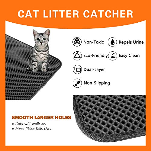 Nwayd Estera de Arena para Gatos，diseño de Doble Capa de Nido de Abeja，Material Impermeable a Prueba ，Control de dispersión de fácil Limpieza，Disponible en 12 tamaños y 10 Colores.Black-30 * 30cm