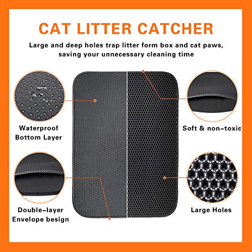 Nwayd Estera de Arena para Gatos，diseño de Doble Capa de Nido de Abeja，Material Impermeable a Prueba ，Control de dispersión de fácil Limpieza，Disponible en 12 tamaños y 10 Colores.Black-30 * 30cm