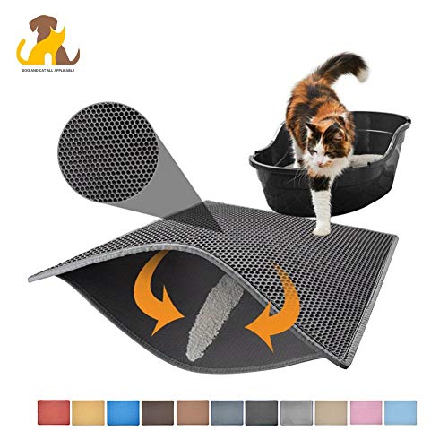 Nwayd Estera de Arena para Gatos，diseño de Doble Capa de Nido de Abeja，Material Impermeable a Prueba ，Control de dispersión de fácil Limpieza，Disponible en 12 tamaños y 10 Colores.Black-30 * 30cm