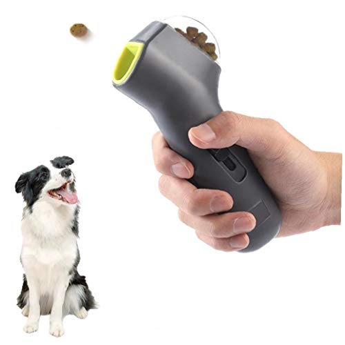 OMMO LEBEINDR Snack-1pc del Perro Casero Launcher Tratar Dispensador del Perro De Perrito Trata Snacks Juguetes para El Ejercicio De Entrenamiento Y (Gris 18 * 7.5 * 3.5cm)