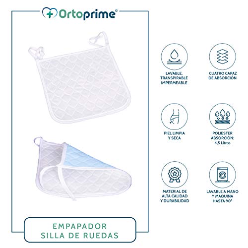 OrtoPrime Travesero Empapador Silla de ruedas - Absorción 3,8 L/m2 - Protector Empapador Impermeable - 400 Lavados - Travesero Reutilizable Indicado para Sillas de Ruedas - Asientos Hogar y coche