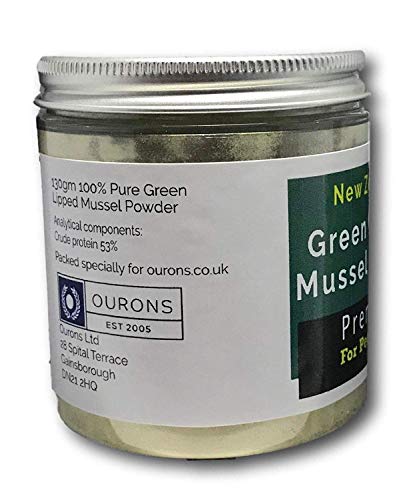 OURONS Green Lipped Mussel Powder para Perros - 130 g de GLM Natural de Nueva Zelanda