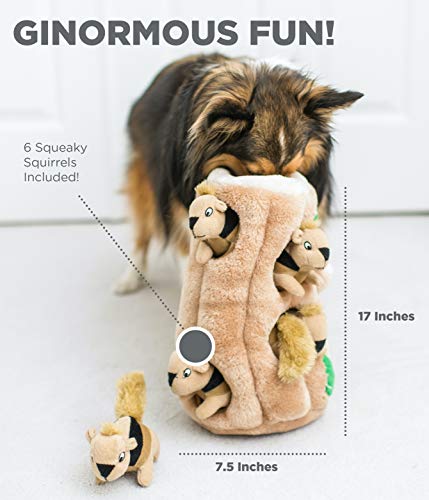 Outward Hound Kyjen 31004 Hide A Squirrel Plush Dog Toy 7 Piece, Ginormous, Brown