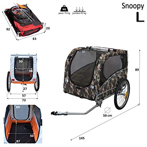 Papilioshop Snoopy Remolque de Bicicleta para el Transporte de Perros y Animales (Camuflaje L)