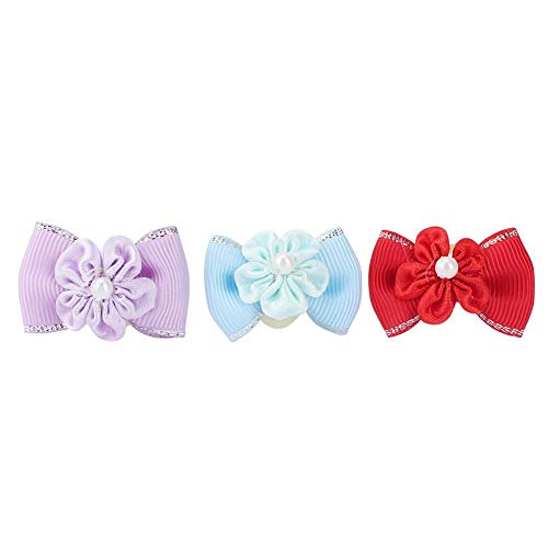 Pasamer 20pcs Shinning Pet Puppy Hair Bows Hair Rope Cat Dog Teddy Maltese Hair Band Headwear Accesorios de Aseo Rojo Azul Rosa Púrpura