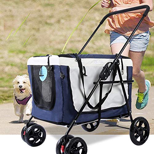 Paseo Del Animal Doméstico, Cestas De La Bicicleta Del Perro Y Remolques Del Cochecito Del Animal Doméstico Portadores Del Gato Al Aire Libre De La Mano Empujando Coche Plegable Portátil Bolsa,khaki