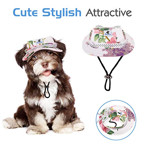 Pawaboo Gorra de Princesa del Perro Gato, Ajustable Perro de Deporte al Aire Libre de Protección del Sol Sombrero Redondo de Béisbol del Visera de la Moda del Borde Tapa Visera, Talla M - Flor