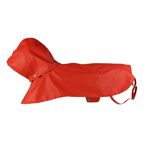 Pawow Mascota Perro Abrigo Impermeable, Chubasquero Transpirable Con Capucha y Collar Agujero Resistir Lluvia Ajustable Fácil de Transportar para Pequeña Medianas Grandes (Rojos)