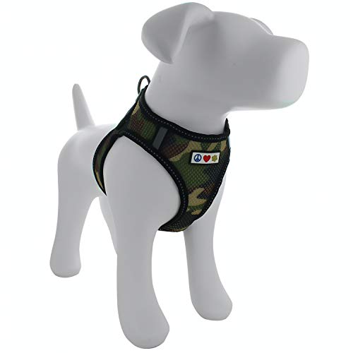 Pawtitas Arnes de Tela Antitirones Perro y Cachorros, Chaleco Acolchado para Mayor Comodidad, diseño Resistente, Ajustable y Transpirable Grande Camuflaje Verde